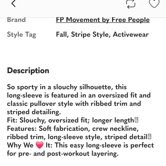 Free People Post Up Stripped Sweatshirt. Size Med. NWOT - Picture 4 of 5